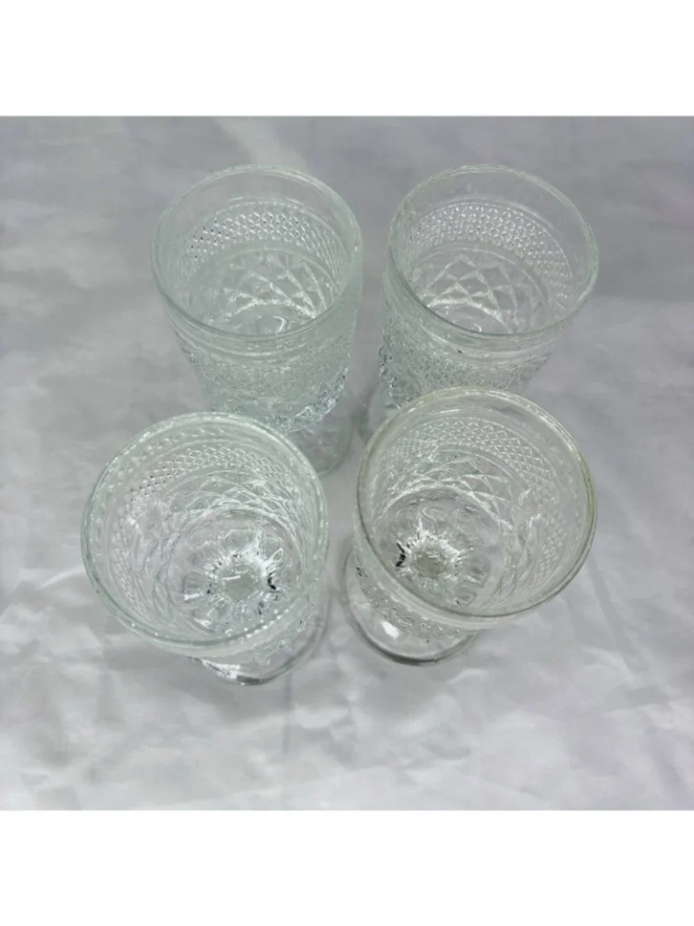 Anchor Hocking WEXFORD Clear Criss-Cross Design Claret Wine 6oz Glasses Set of 4